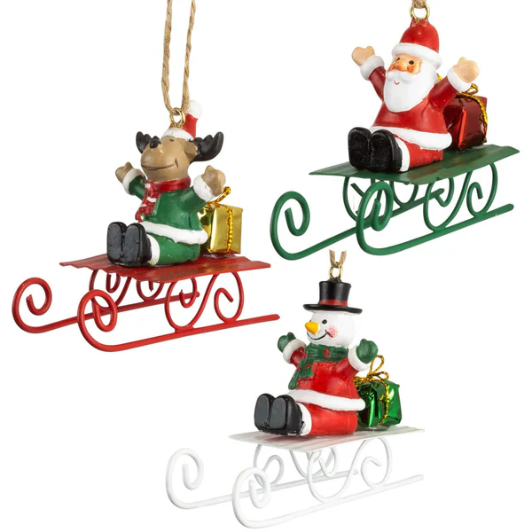 Baumschmuck Metall Weihnachtsschlitten 8cm