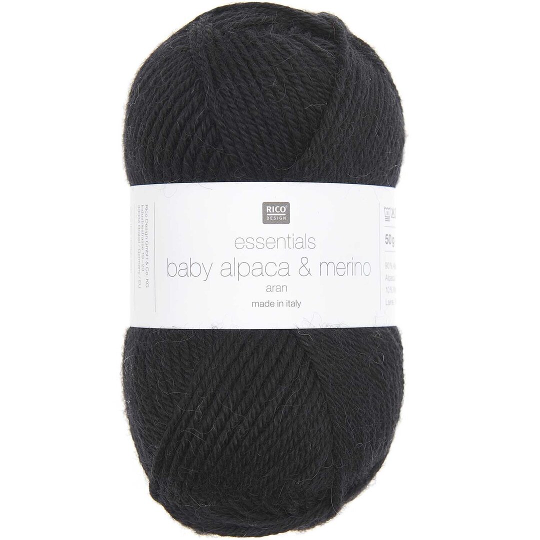 Essentials Baby Alpaca & Merino aran 50g 100m Schwarz