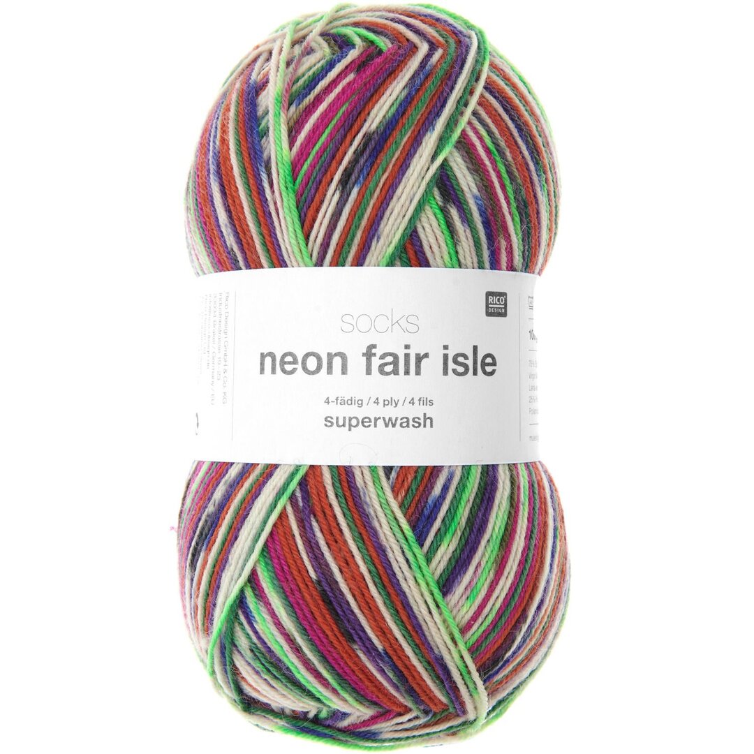 Socks Neon Fair Isle 4-fädig 100g 380m Farbe Ethno
