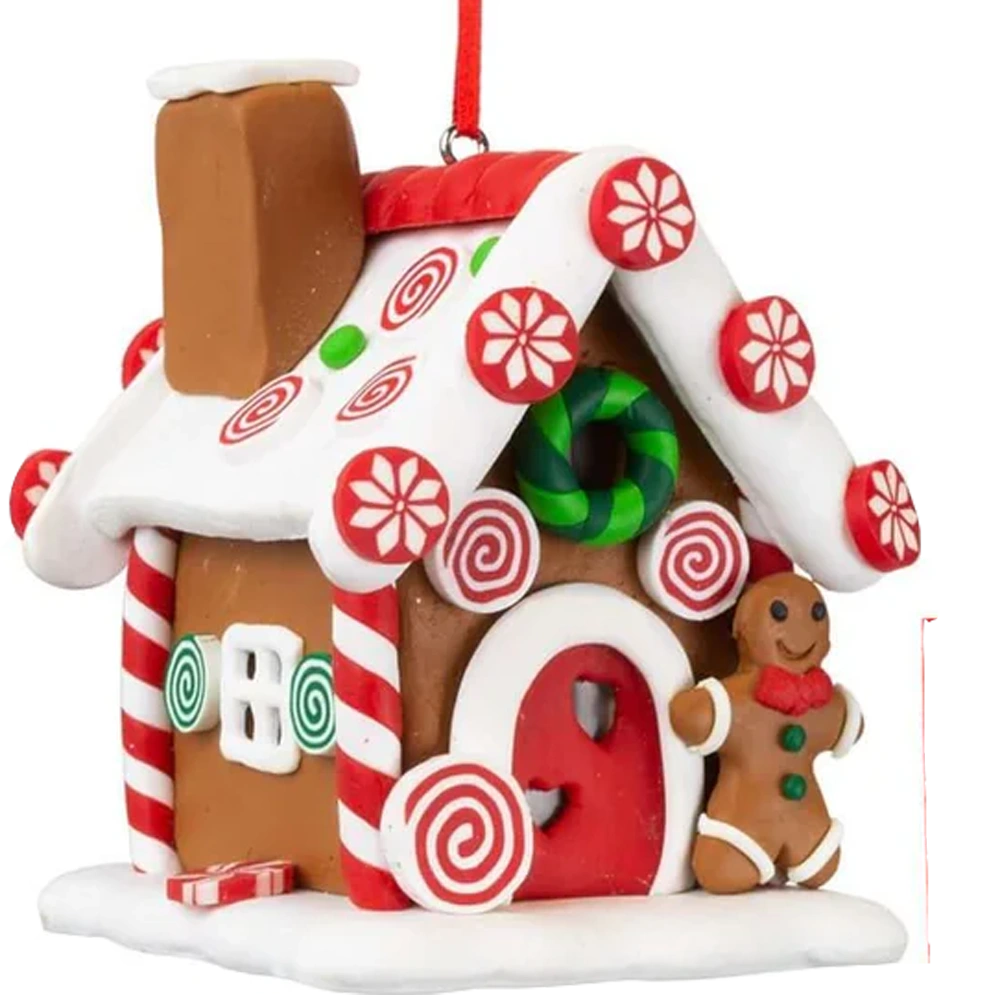 Baumschmuck Polyclay, Lebkuchenhaus C, 9cm
